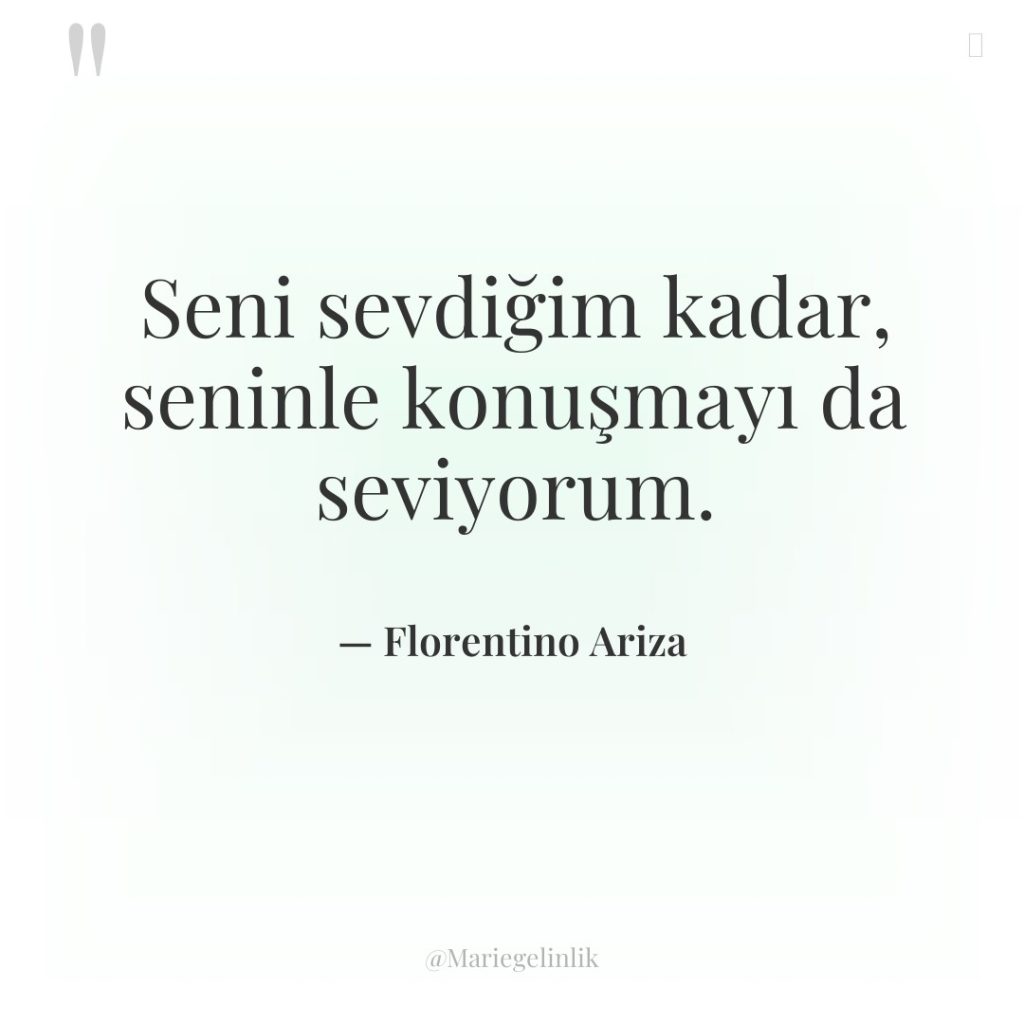 Seni sevdiğim kadar, seninle konuşmayı da seviyorum.