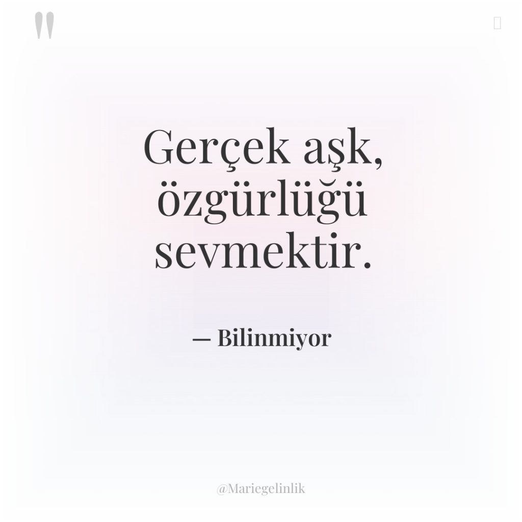 Gerçek aşk, özgürlüğü sevmektir.