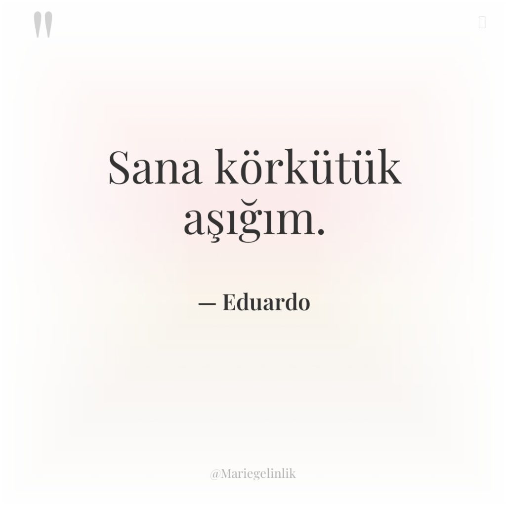 Sana körkütük aşığım.