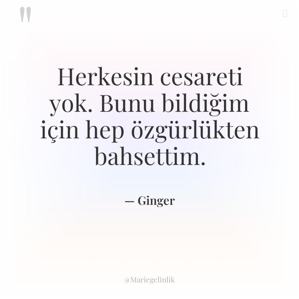 Herkesin cesareti yok. Bunu bildiğim için hep özgürlükten bahsettim.