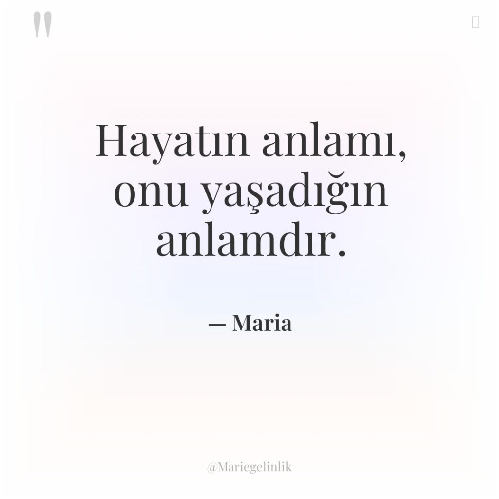 Hayatın anlamı, onu yaşadığın anlamdır.