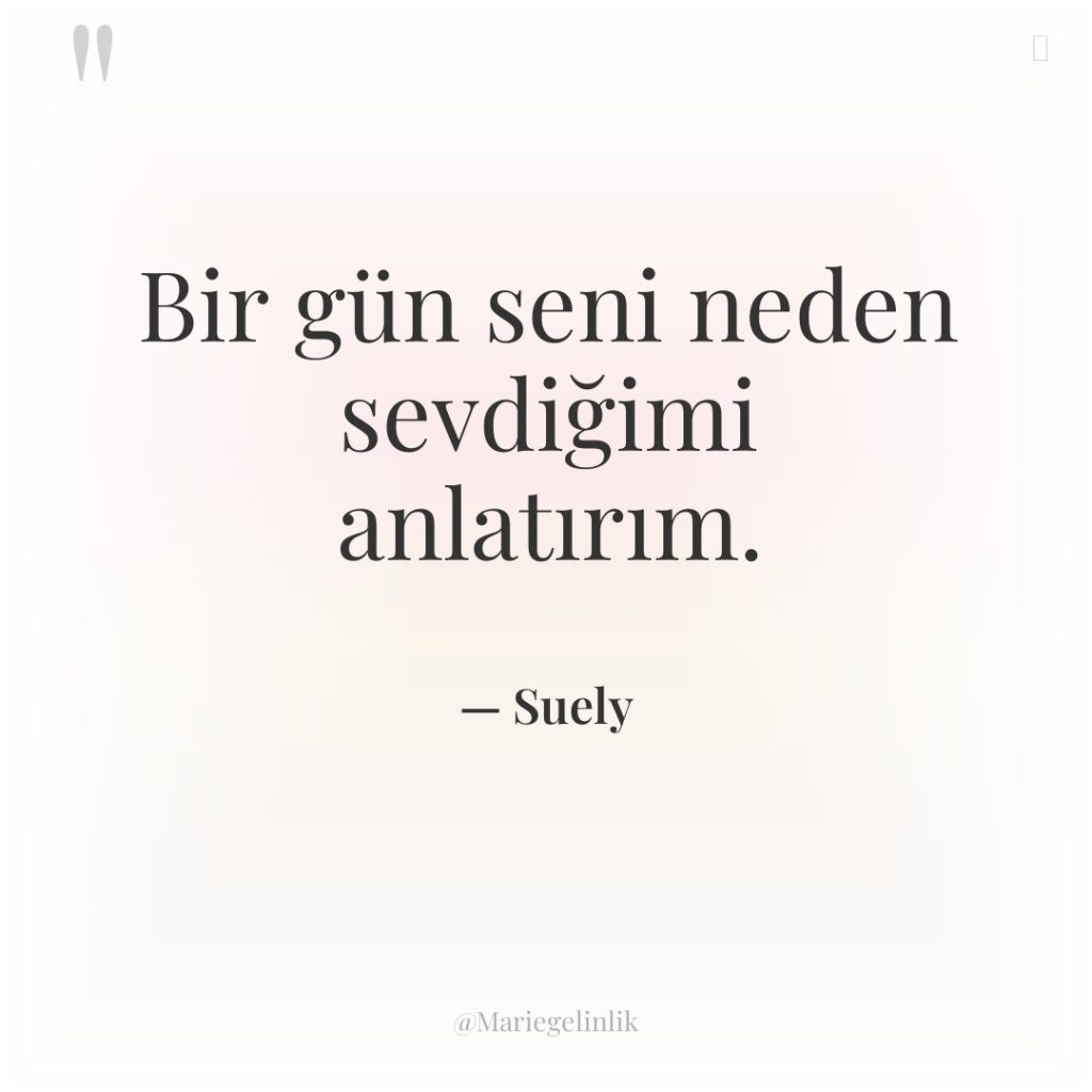 Bir gün seni neden sevdiğimi anlatırım.