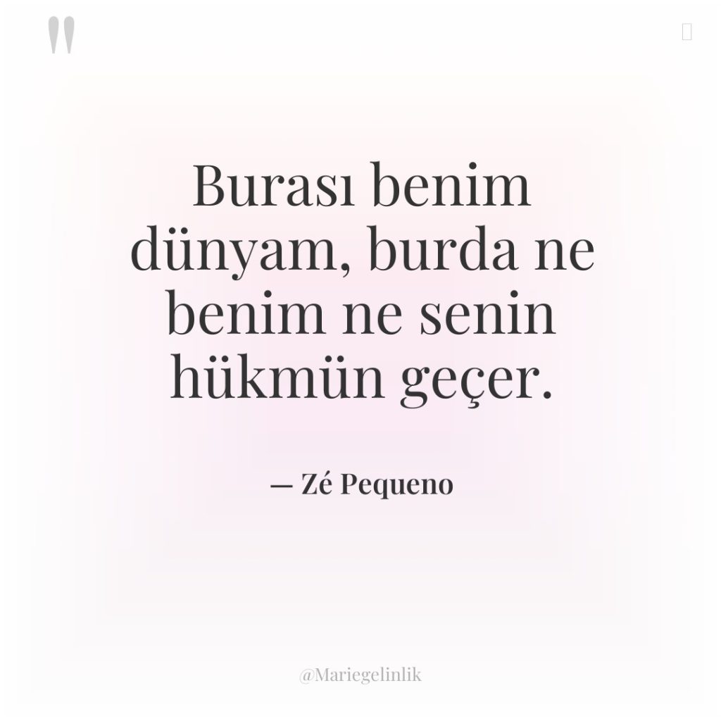 Burası benim dünyam, burda ne benim ne senin hükmün geçer.