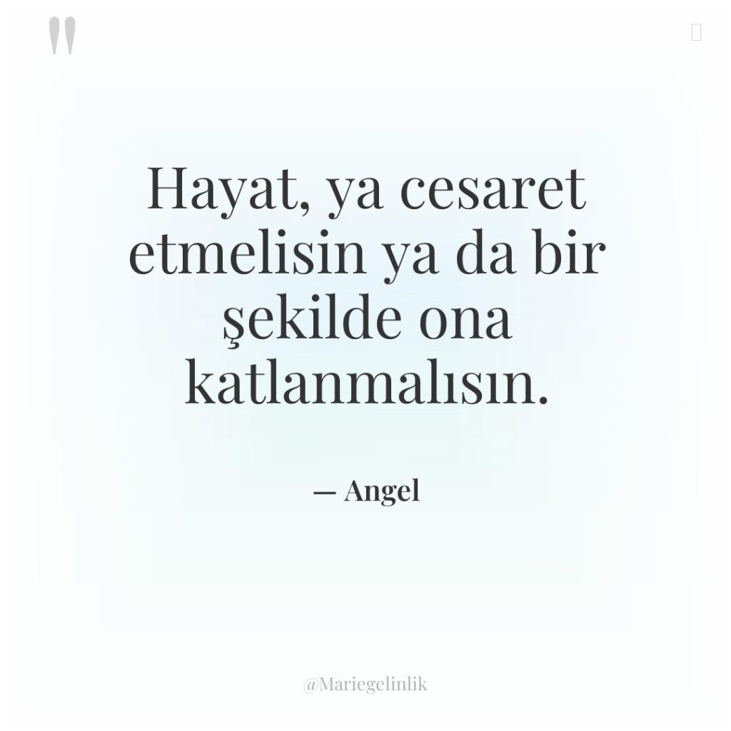 Hayat, ya cesaret etmelisin ya da bir şekilde ona katlanmalısın.