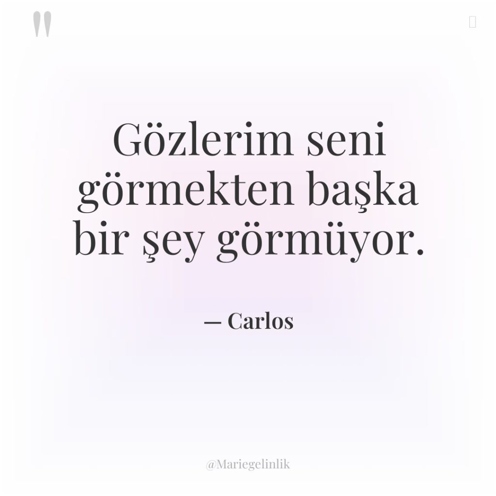 Gözlerim seni görmekten başka bir şey görmüyor.