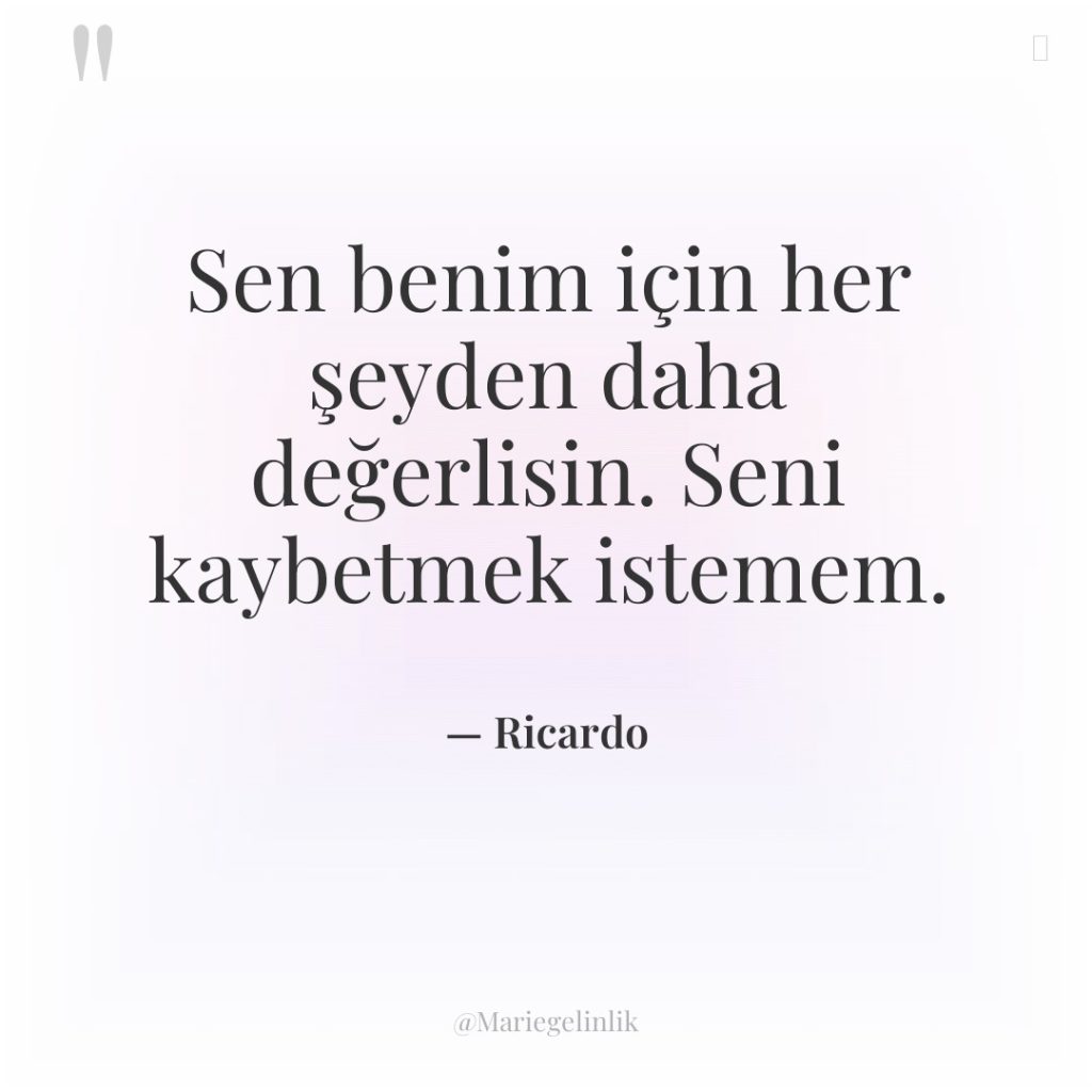 Sen benim için her şeyden daha değerlisin. Seni kaybetmek istemem.