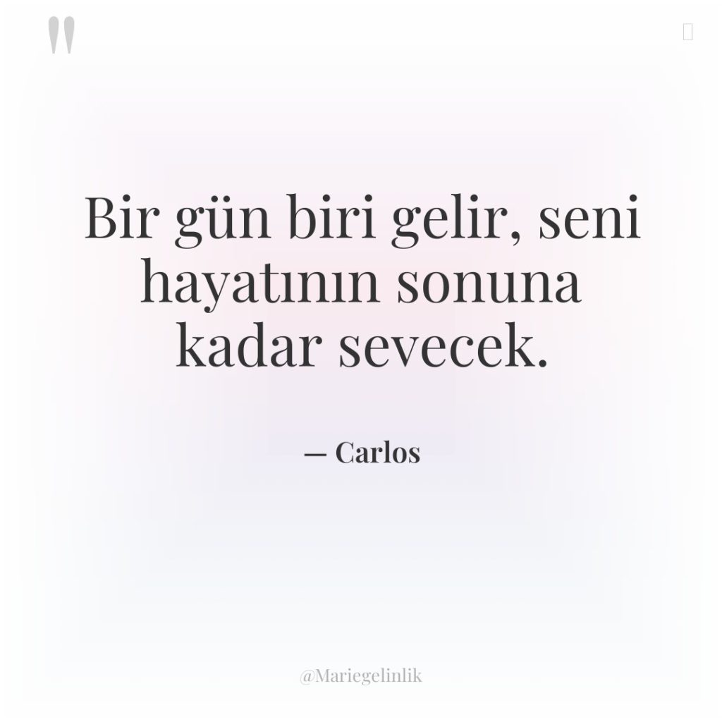 Bir gün biri gelir, seni hayatının sonuna kadar sevecek.