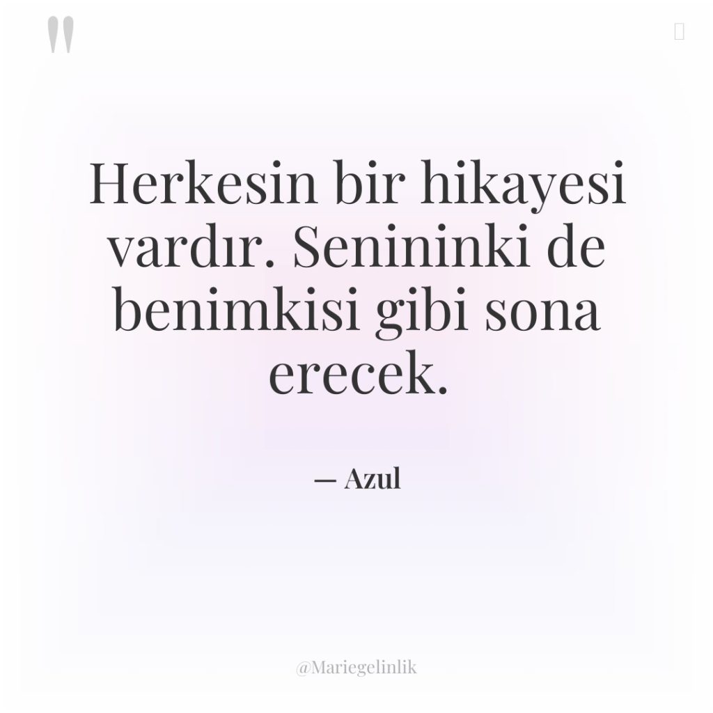 Herkesin bir hikayesi vardır. Senininki de benimkisi gibi sona erecek.