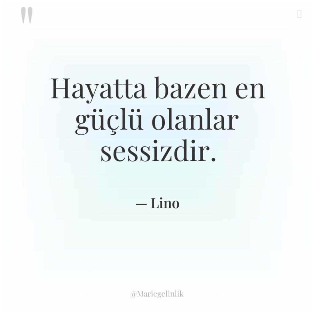 Hayatta bazen en güçlü olanlar sessizdir.