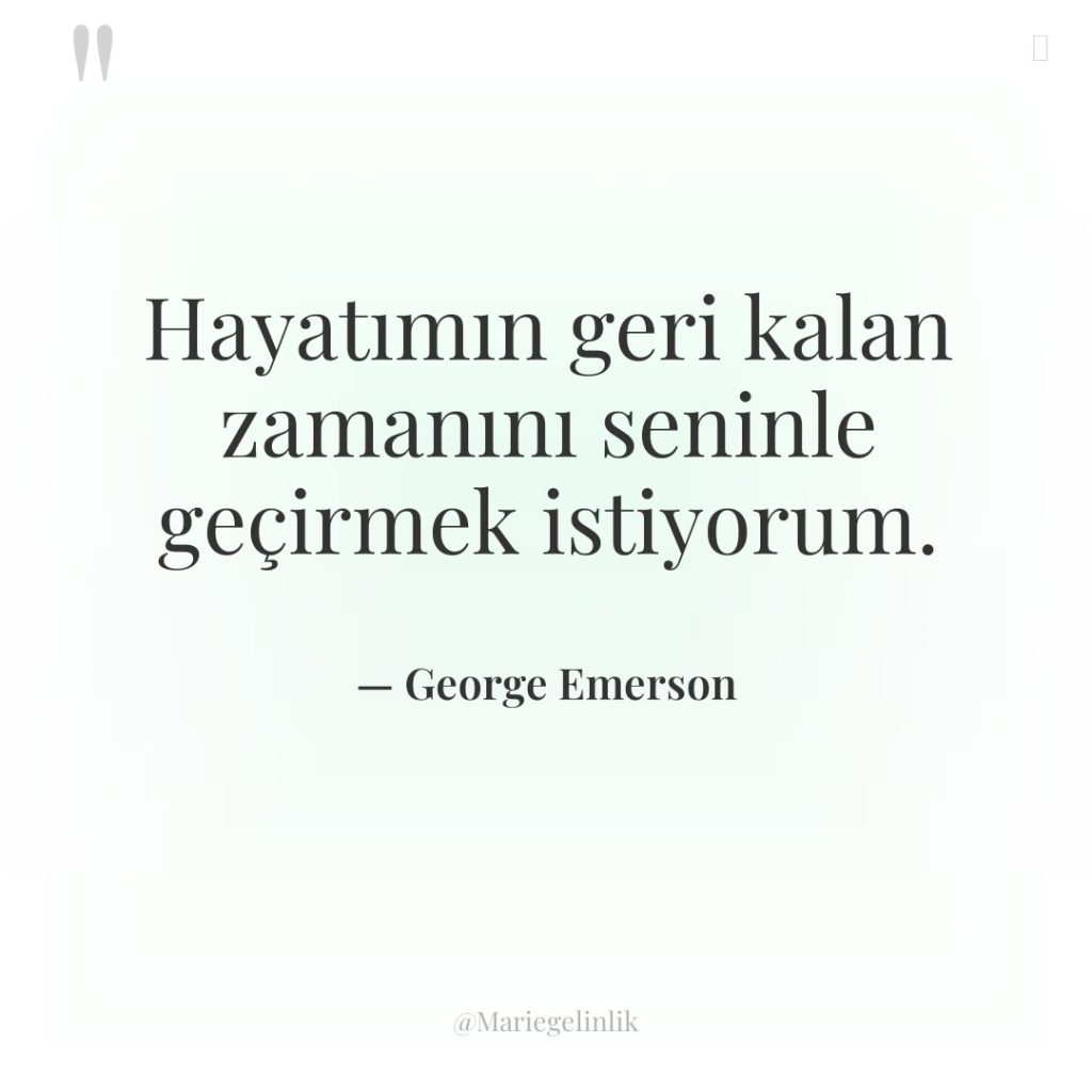 Hayatımın geri kalan zamanını seninle geçirmek istiyorum.