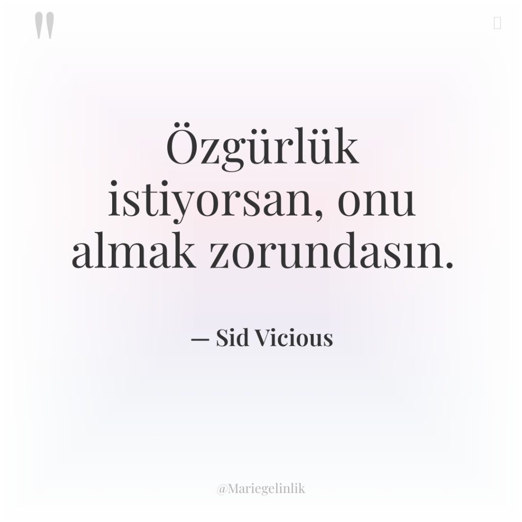 Özgürlük istiyorsan, onu almak zorundasın.