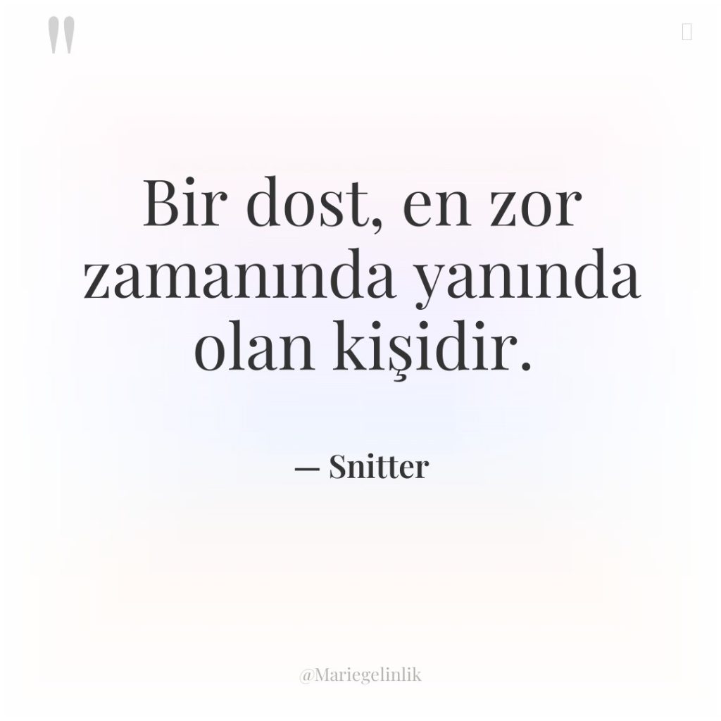 Bir dost, en zor zamanında yanında olan kişidir.