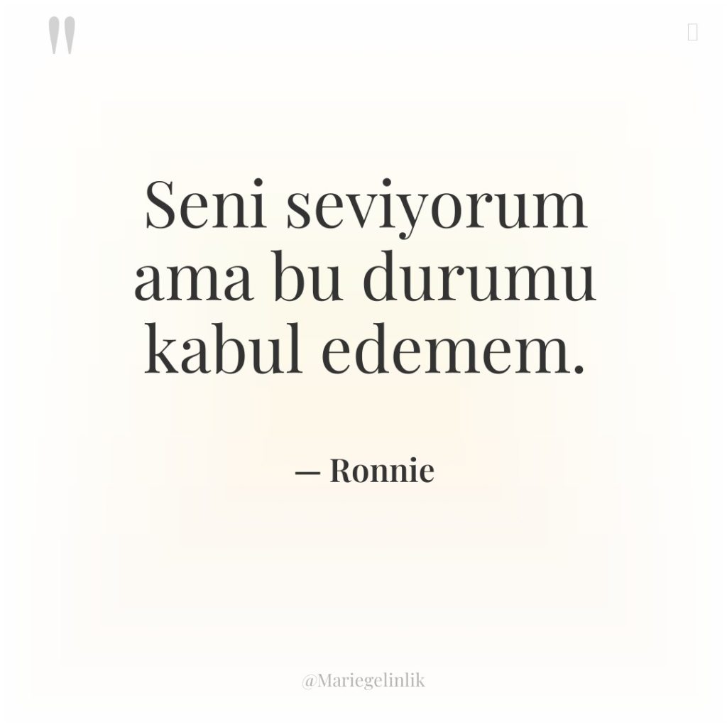 Seni seviyorum ama bu durumu kabul edemem.