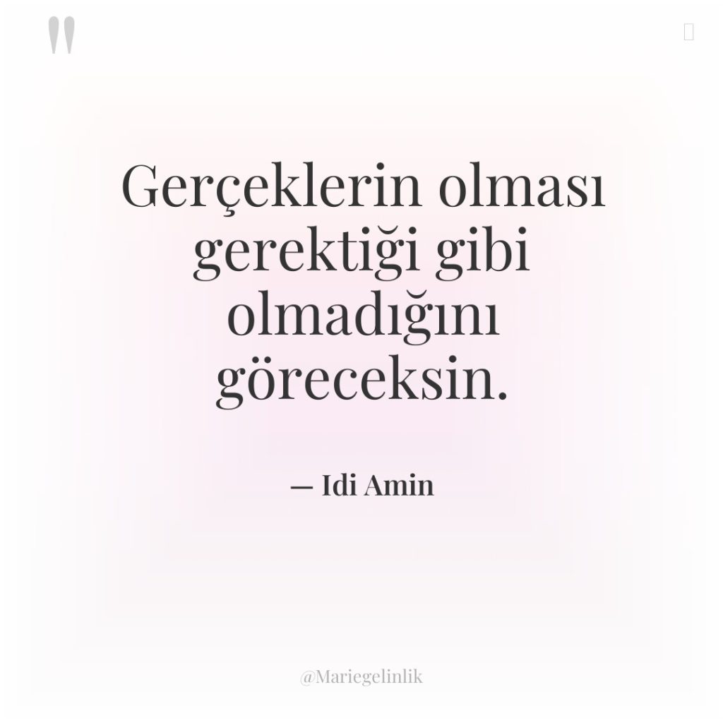 Gerçeklerin olması gerektiği gibi olmadığını göreceksin.