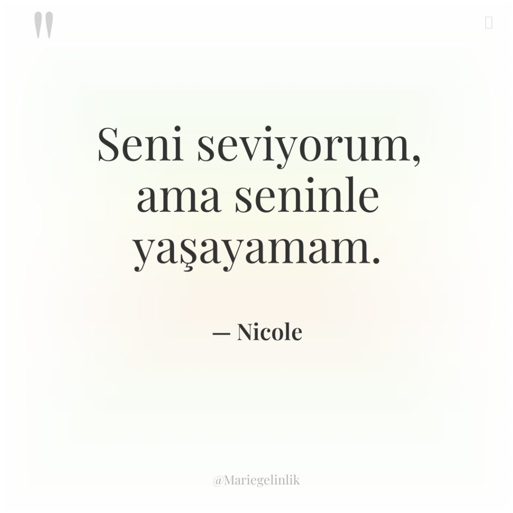 Seni seviyorum, ama seninle yaşayamam.