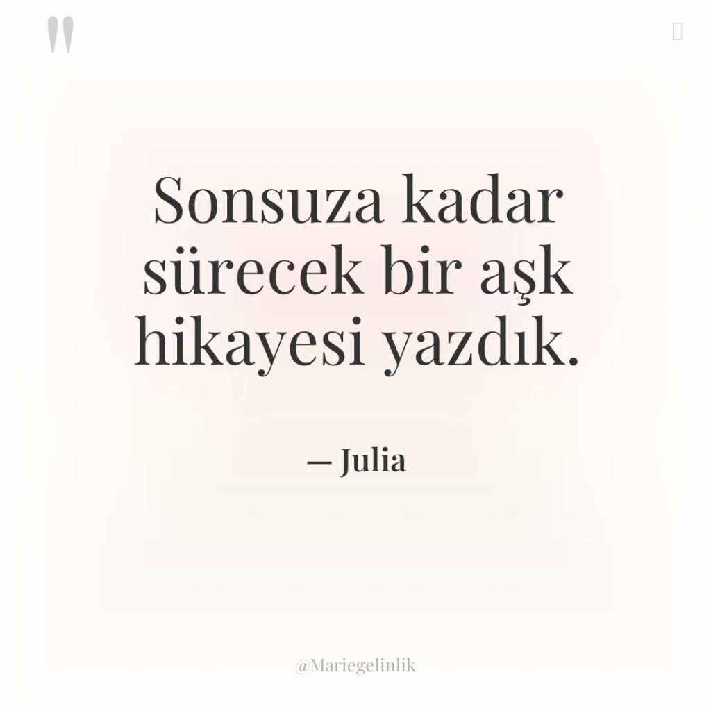 Sonsuza kadar sürecek bir aşk hikayesi yazdık.