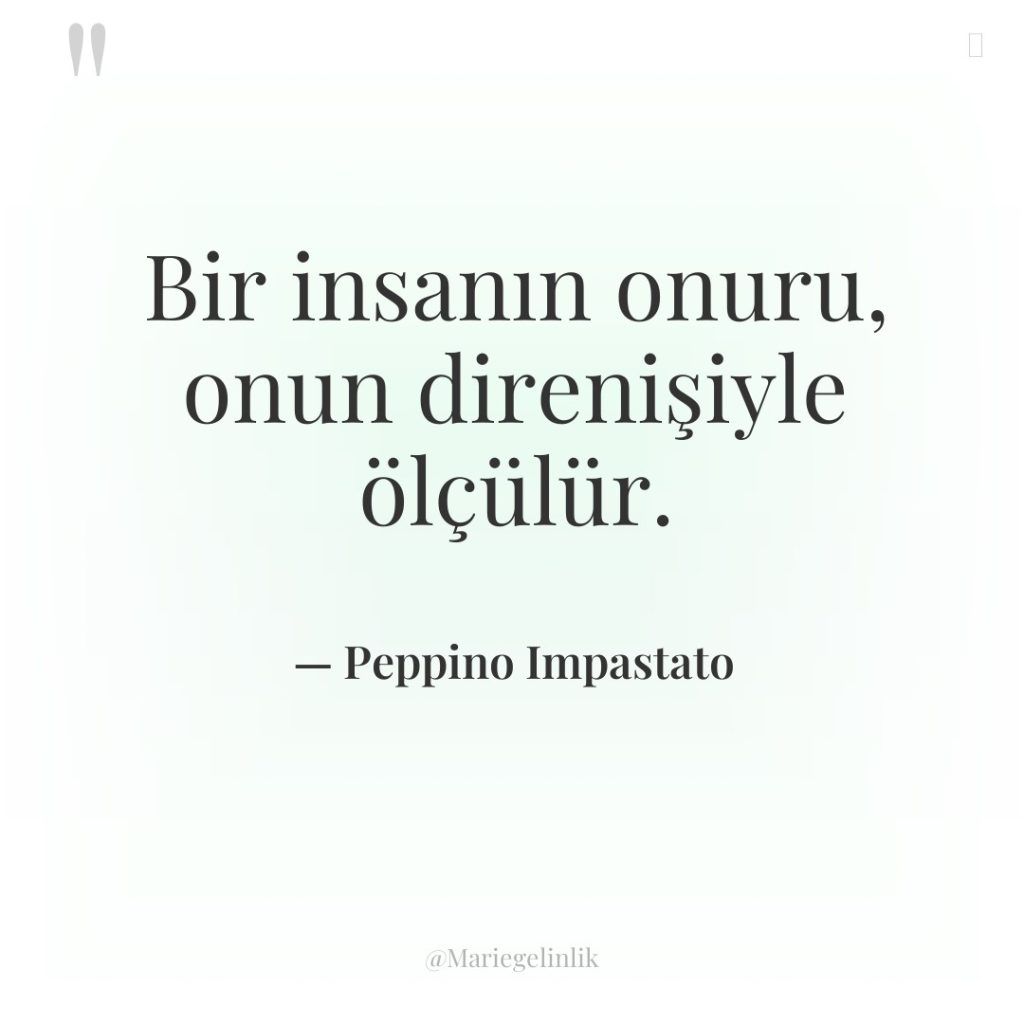 Bir insanın onuru, onun direnişiyle ölçülür.