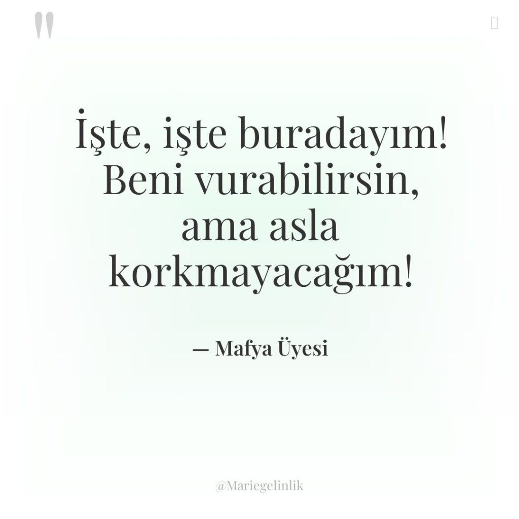 İşte, işte buradayım! Beni vurabilirsin, ama asla korkmayacağım!