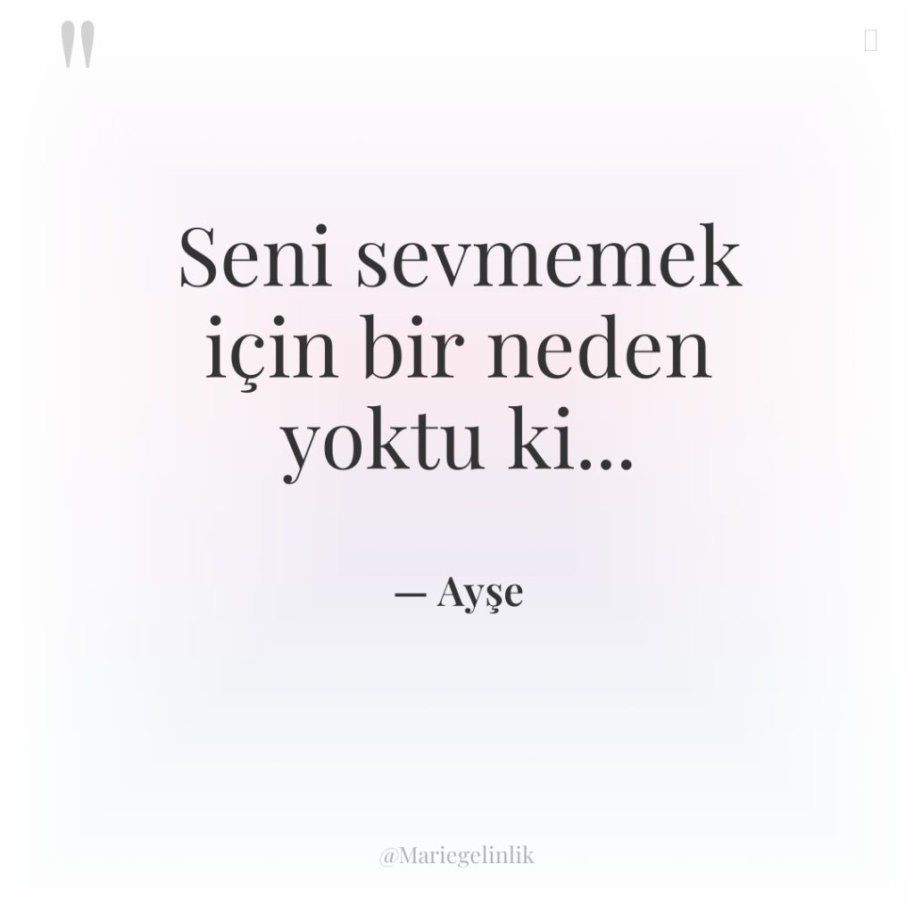 Seni sevmemek için bir neden yoktu ki…