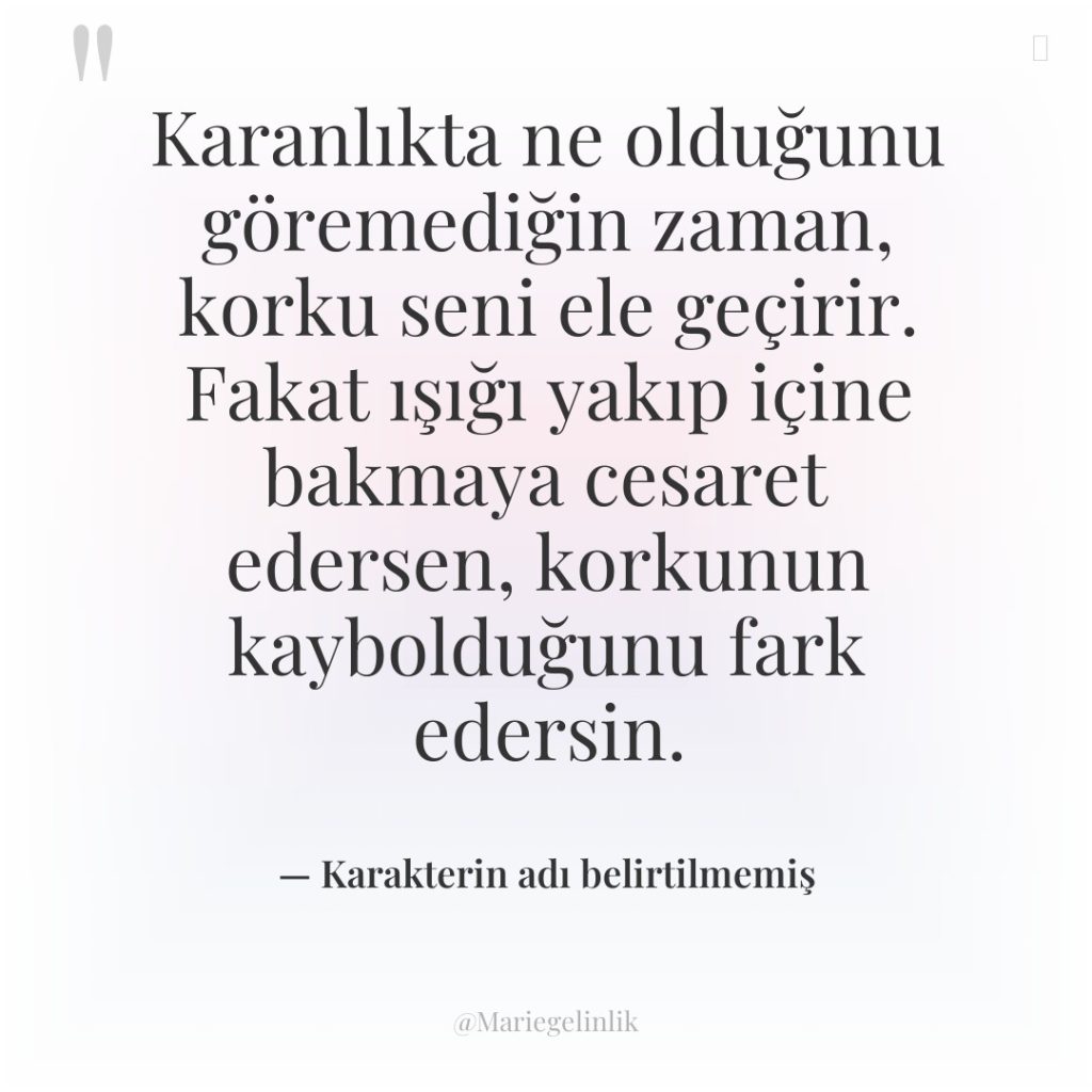 Karanlıkta ne olduğunu göremediğin zaman, korku seni ele geçirir. Fakat…