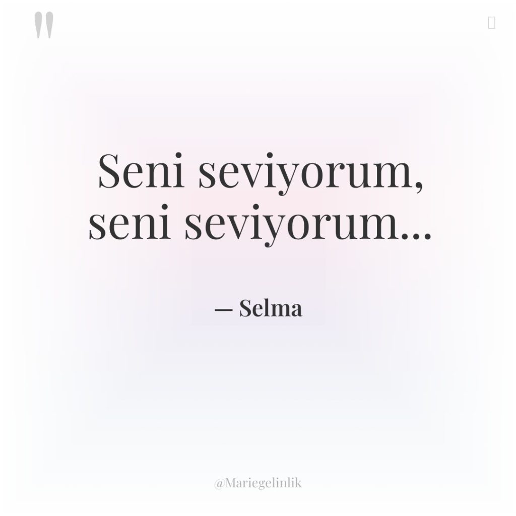 Seni seviyorum, seni seviyorum…