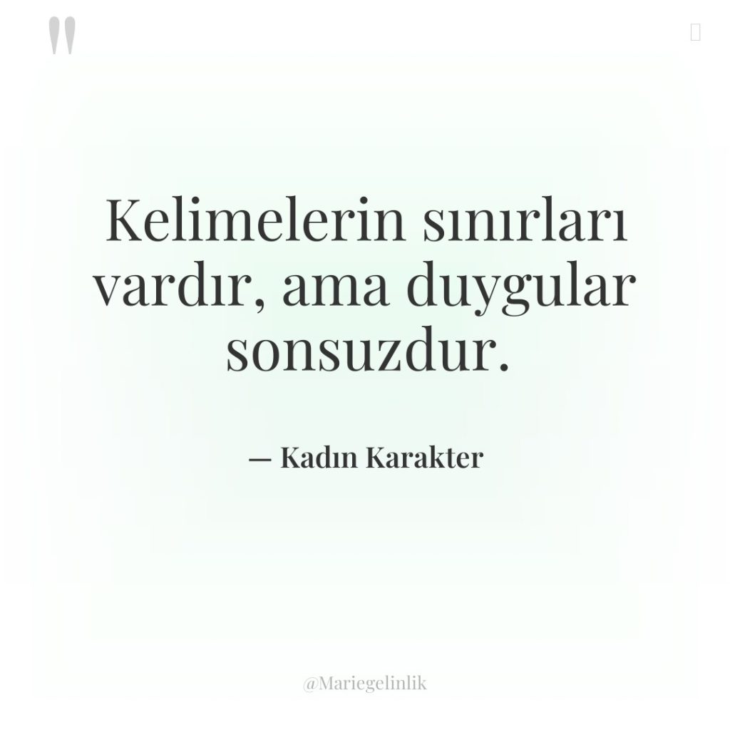 Kelimelerin sınırları vardır, ama duygular sonsuzdur.