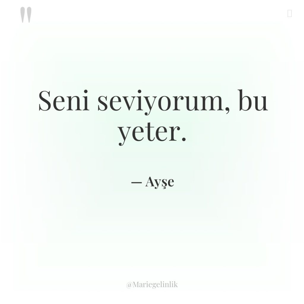 Seni seviyorum, bu yeter.