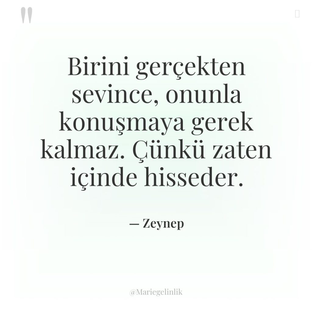 Birini gerçekten sevince, onunla konuşmaya gerek kalmaz. Çünkü zaten içinde…