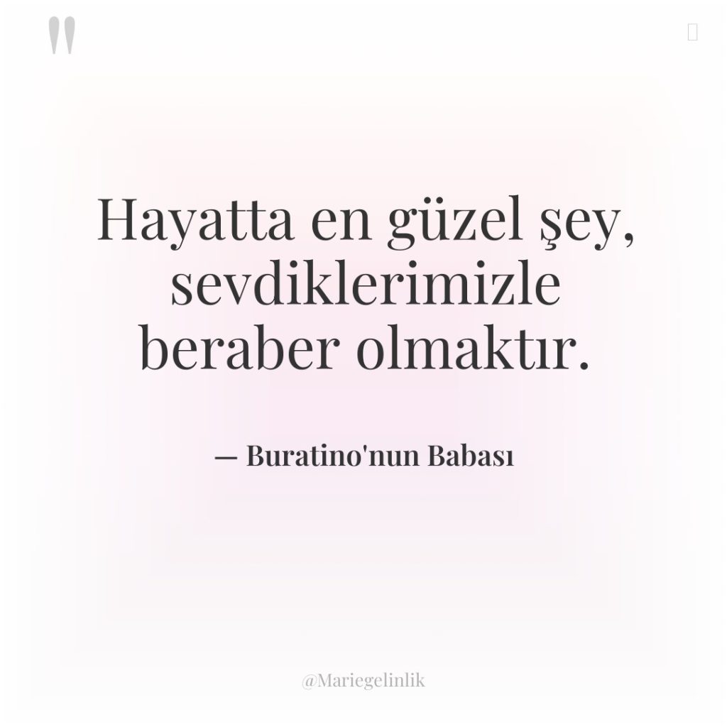 Hayatta en güzel şey, sevdiklerimizle beraber olmaktır.