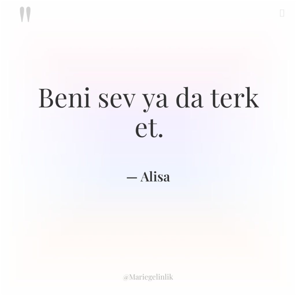 Beni sev ya da terk et.