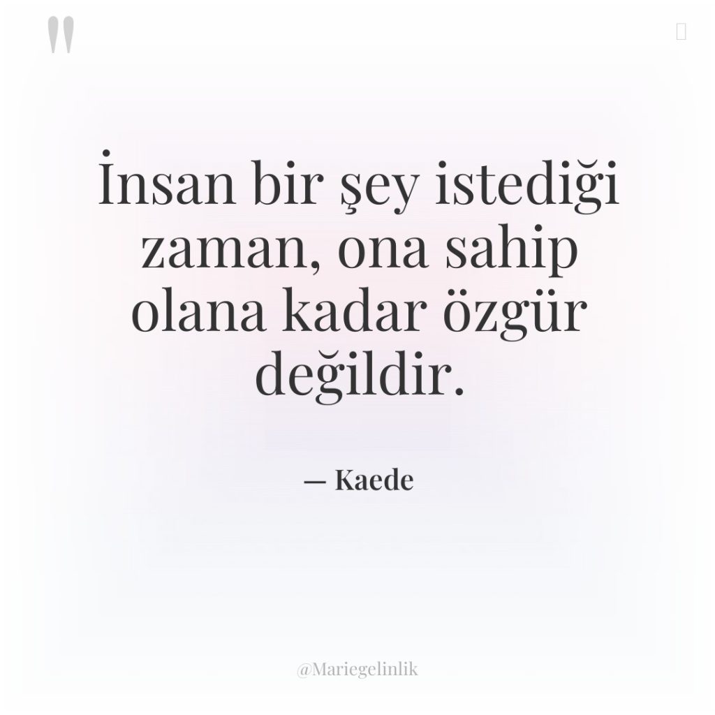 İnsan bir şey istediği zaman, ona sahip olana kadar özgür…