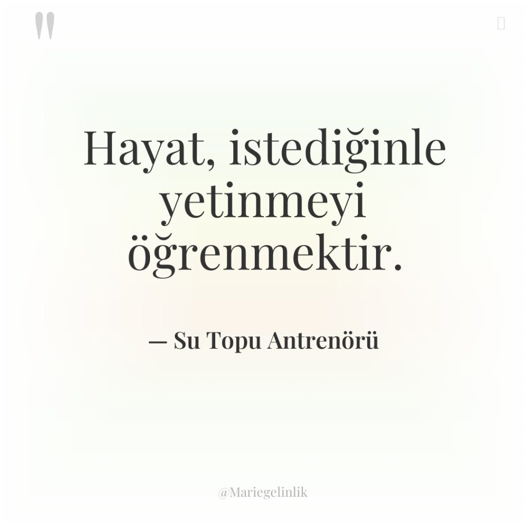 Hayat, istediğinle yetinmeyi öğrenmektir.