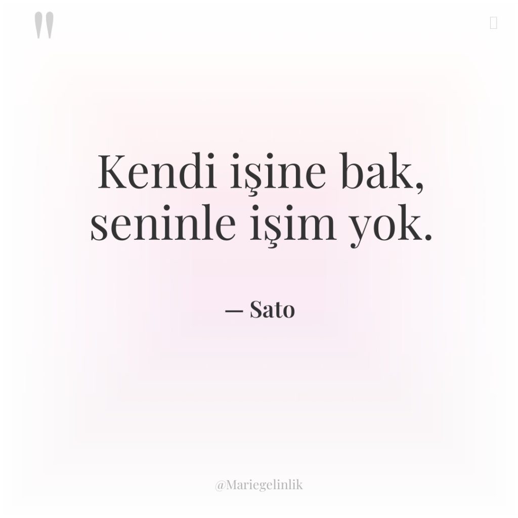 Kendi işine bak, seninle işim yok.