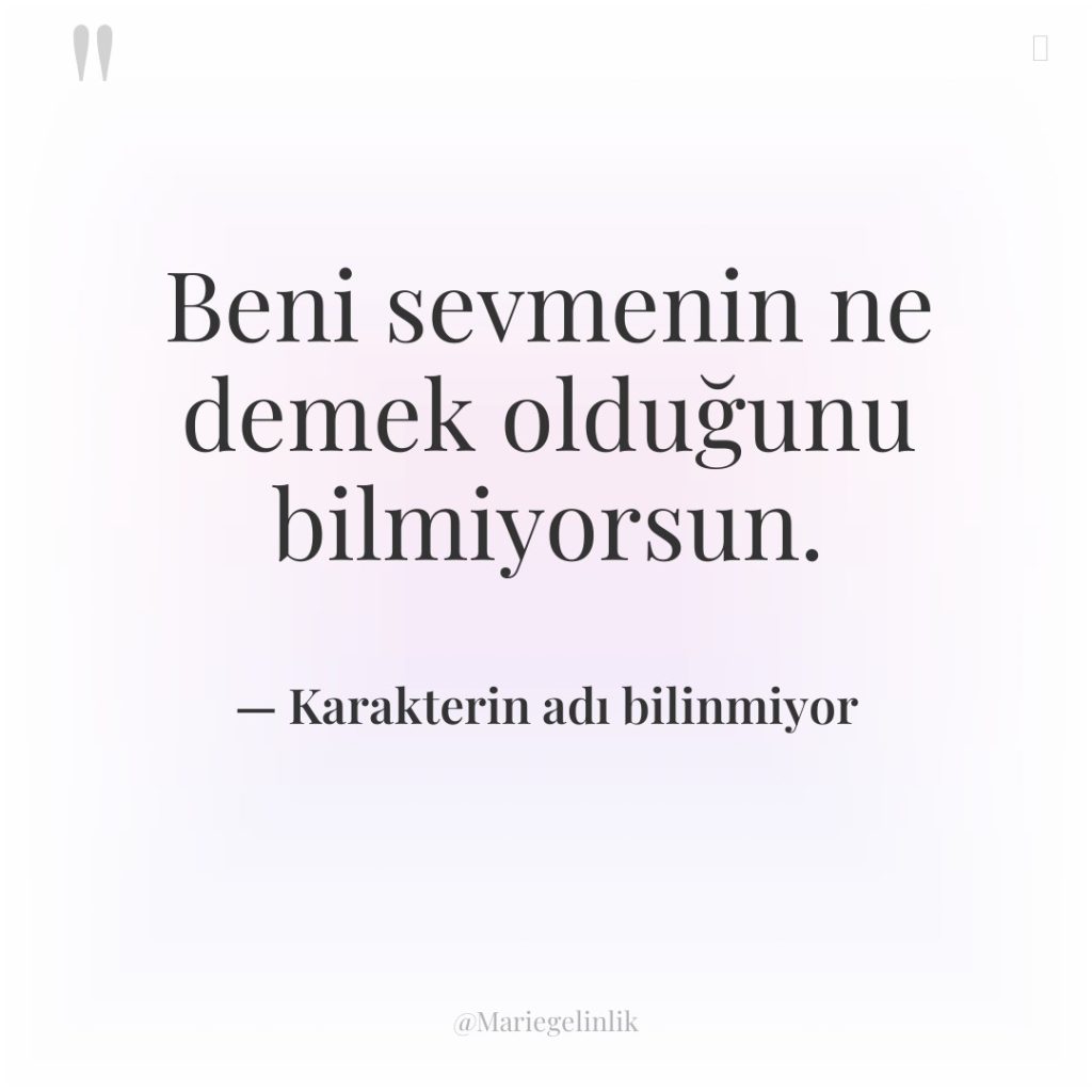 Beni sevmenin ne demek olduğunu bilmiyorsun.