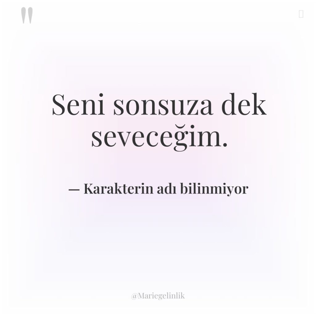 Seni sonsuza dek seveceğim.