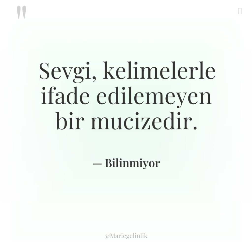 Sevgi, kelimelerle ifade edilemeyen bir mucizedir.