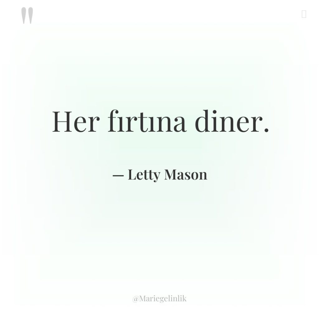 Her fırtına diner.