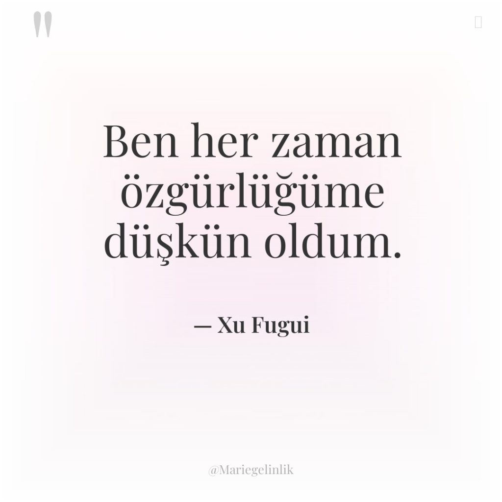 Ben her zaman özgürlüğüme düşkün oldum.