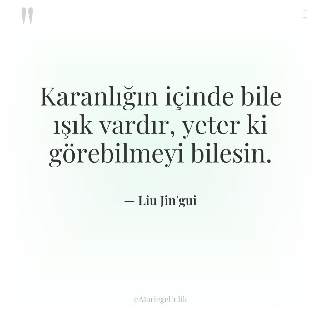 Karanlığın içinde bile ışık vardır, yeter ki görebilmeyi bilesin.