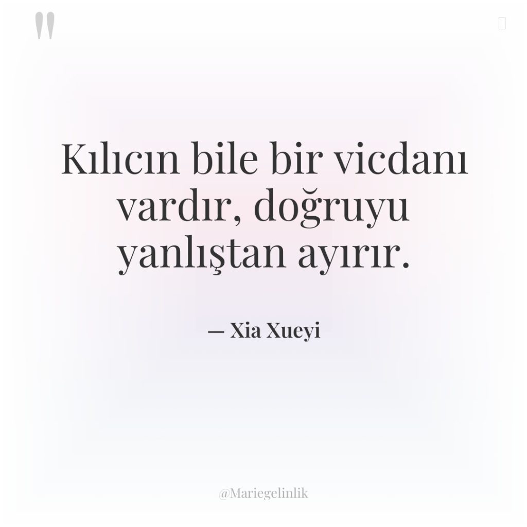 Kılıcın bile bir vicdanı vardır, doğruyu yanlıştan ayırır.