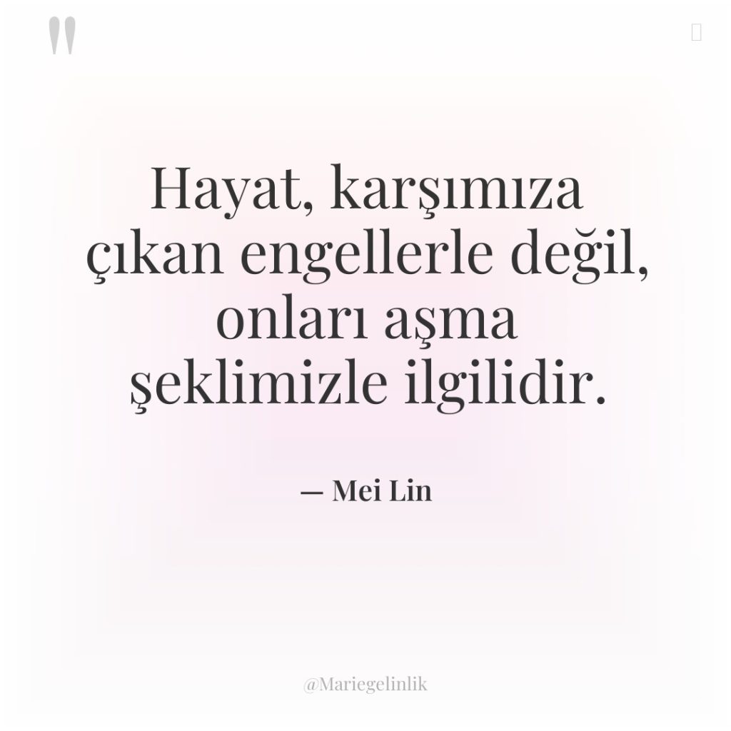 Hayat, karşımıza çıkan engellerle değil, onları aşma şeklimizle ilgilidir.