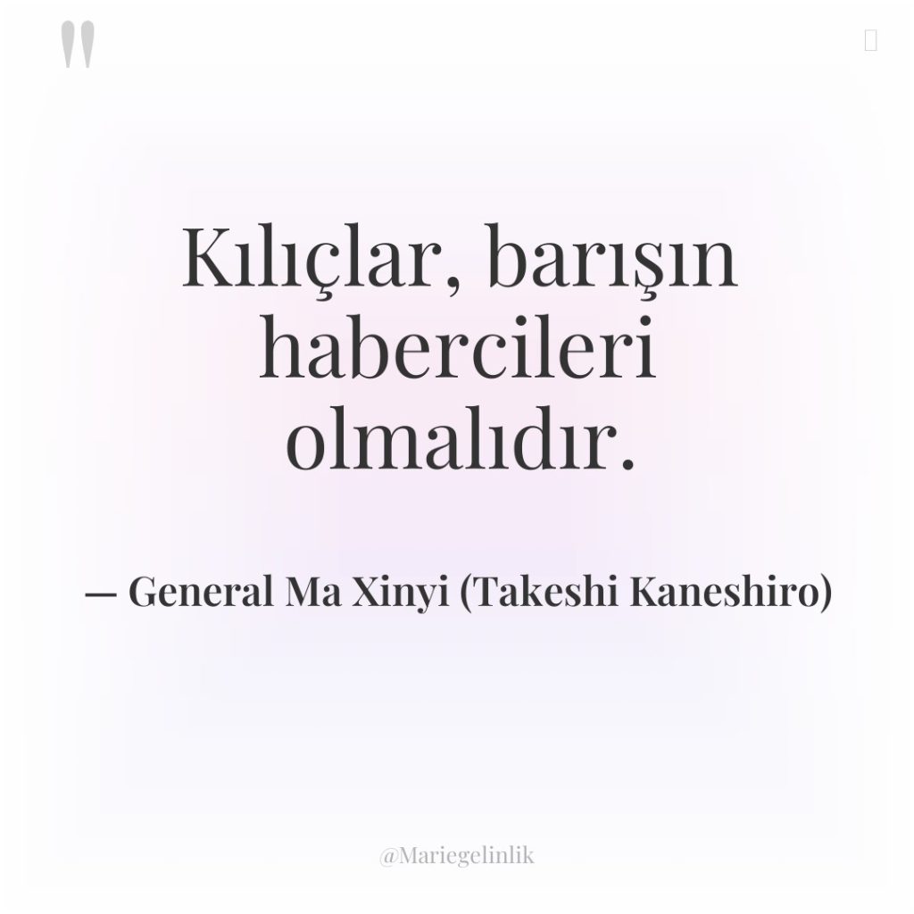 Kılıçlar, barışın habercileri olmalıdır.