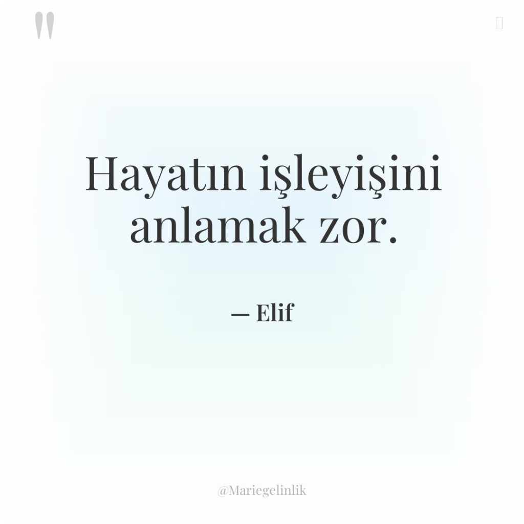 Hayatın işleyişini anlamak zor.