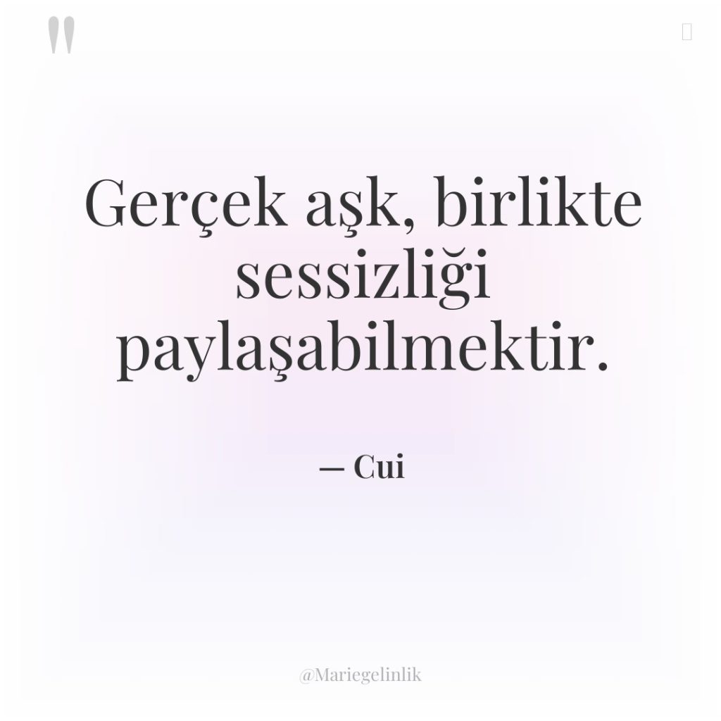 Gerçek aşk, birlikte sessizliği paylaşabilmektir.