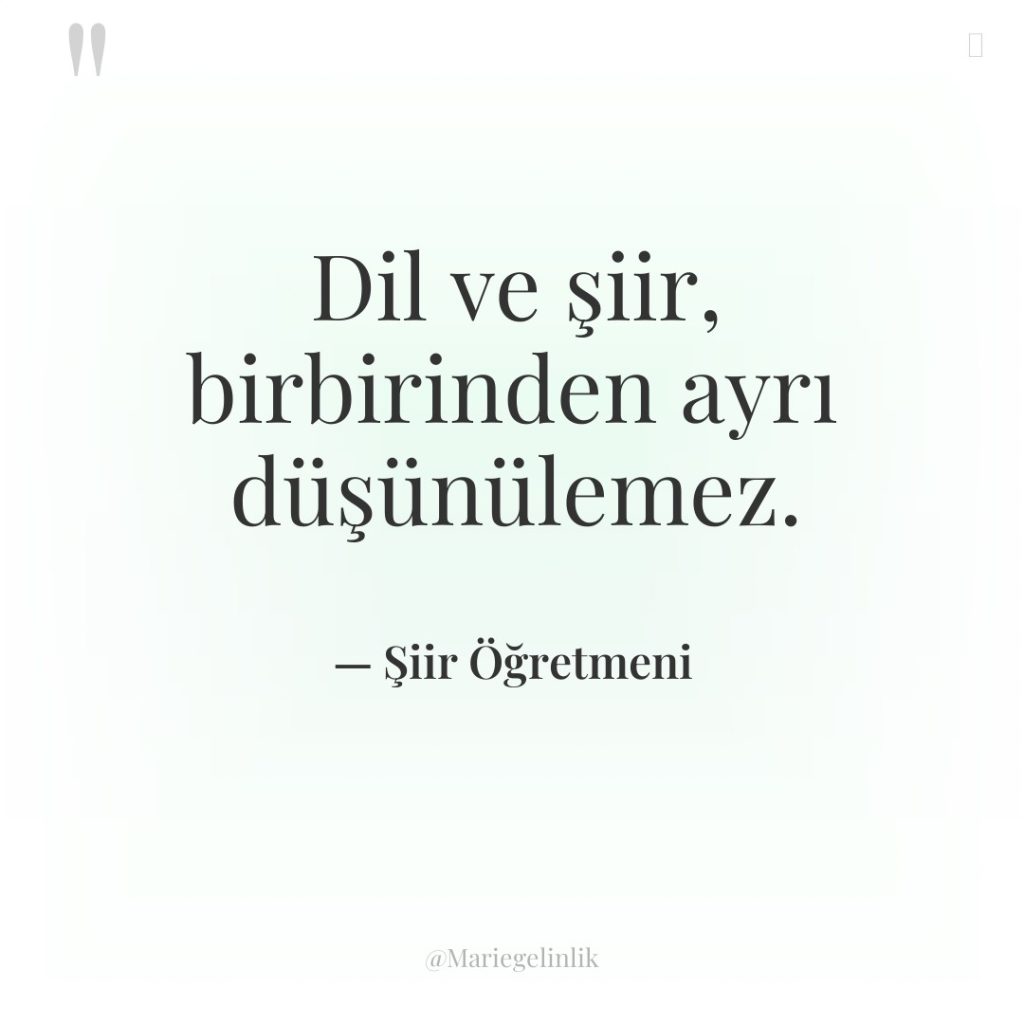 Dil ve şiir, birbirinden ayrı düşünülemez.