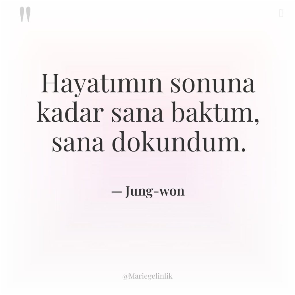 Hayatımın sonuna kadar sana baktım, sana dokundum.