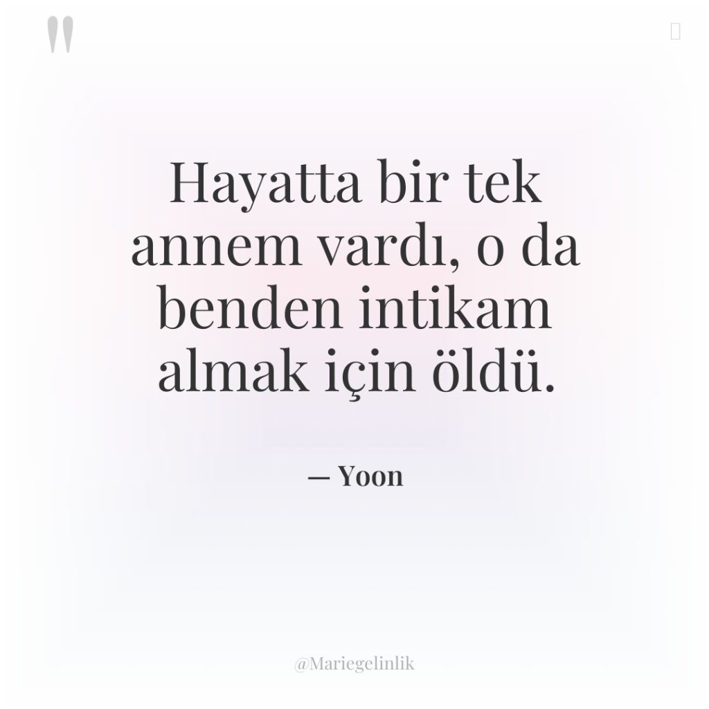 Hayatta bir tek annem vardı, o da benden intikam almak…