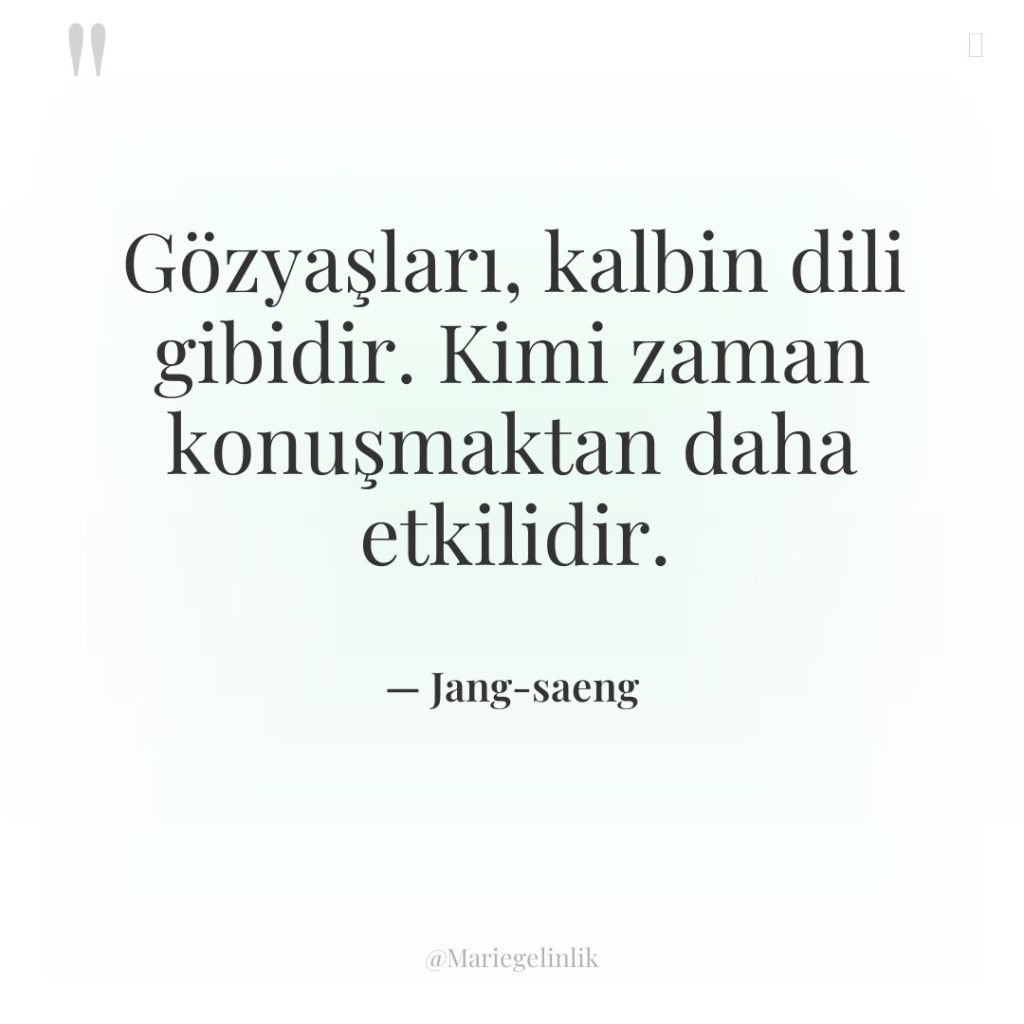 Gözyaşları, kalbin dili gibidir. Kimi zaman konuşmaktan daha etkilidir.