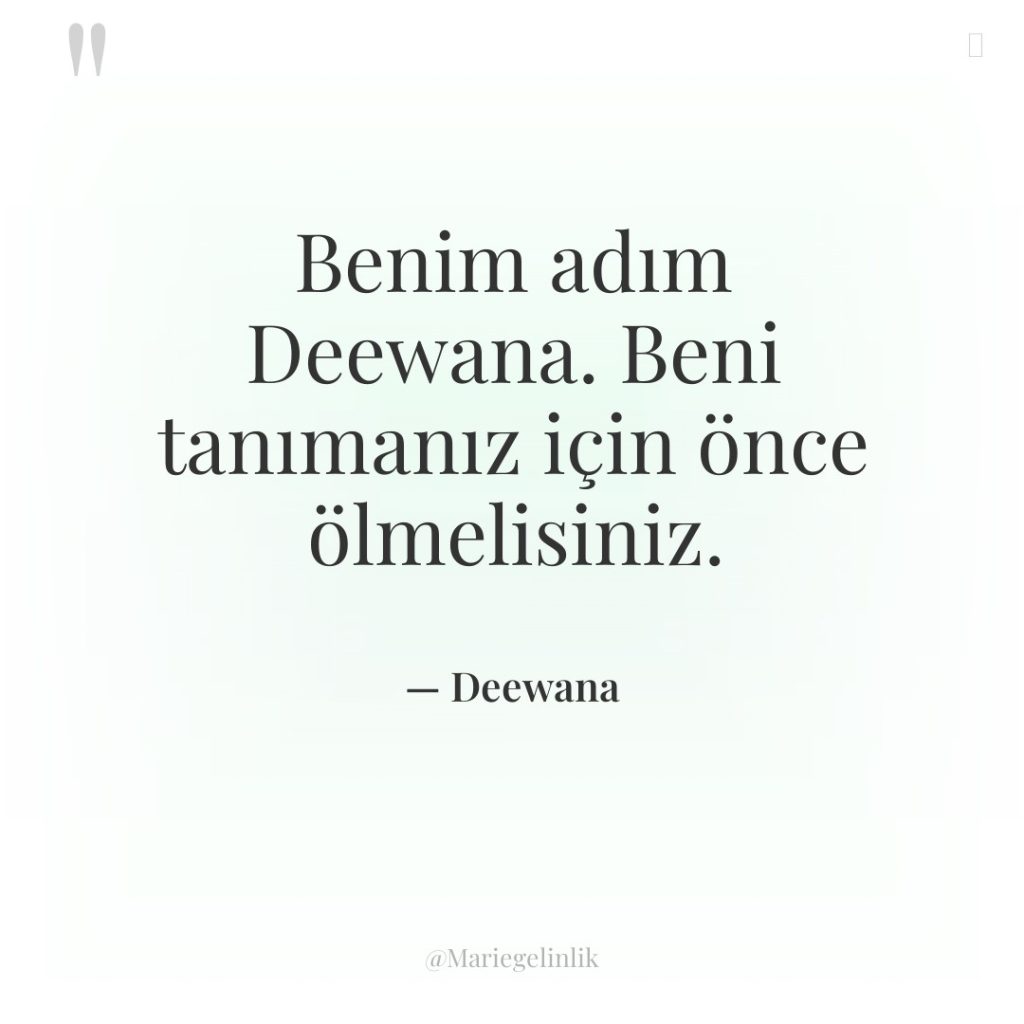 Benim adım Deewana. Beni tanımanız için önce ölmelisiniz.