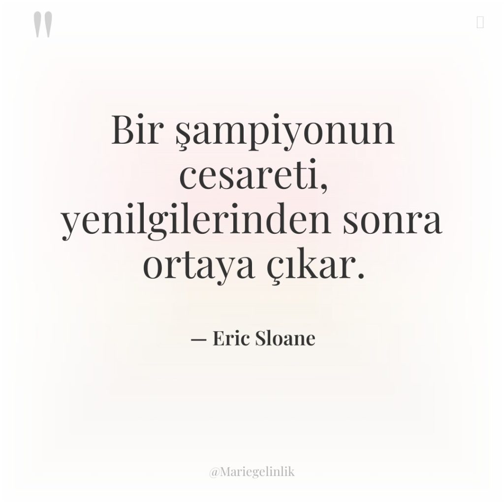 Bir şampiyonun cesareti, yenilgilerinden sonra ortaya çıkar.